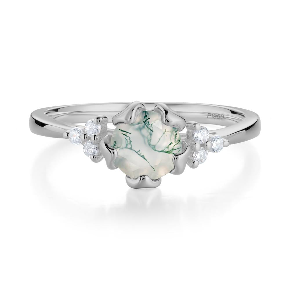 Floral Moss Agate Cluster Ring - LUO Jewelry #metal_platinum