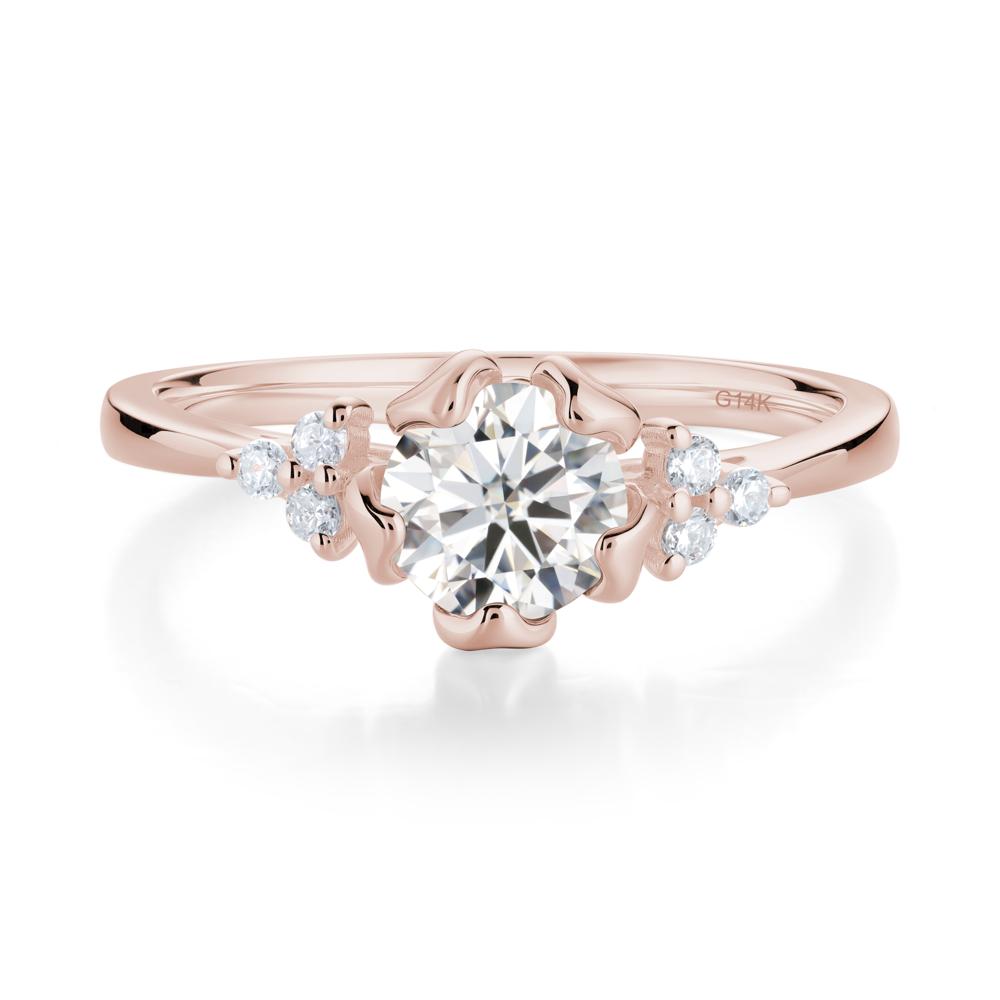 Floral Round Moissanite Ring - LUO Jewelry #metal_14k rose gold
