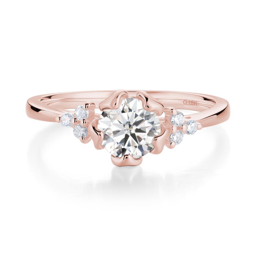 Floral Round Moissanite Ring - LUO Jewelry #metal_18k rose gold