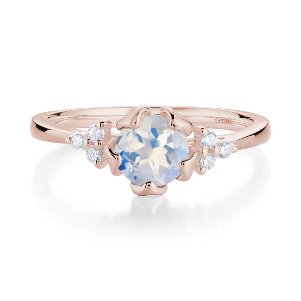 Floral Round Moonstone Ring - LUO Jewelry #metal_14k rose gold