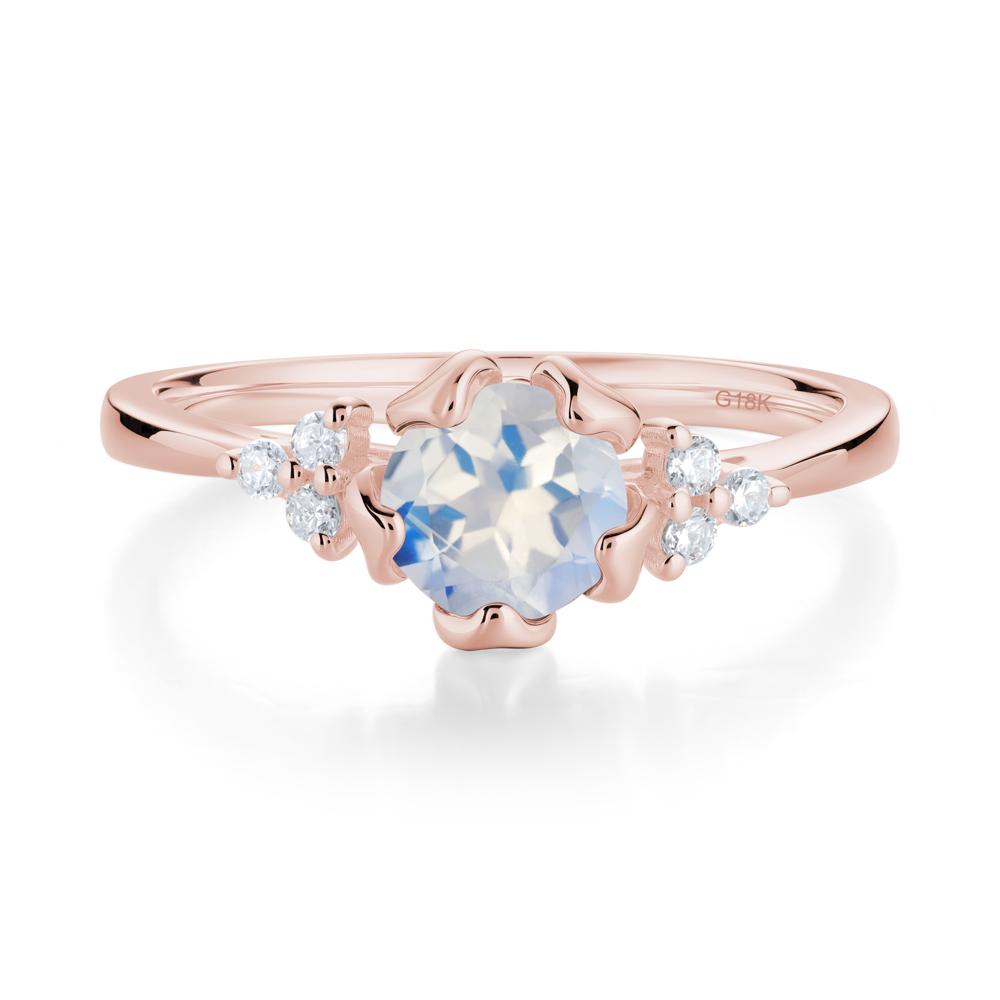 Floral Round Moonstone Ring - LUO Jewelry #metal_18k rose gold