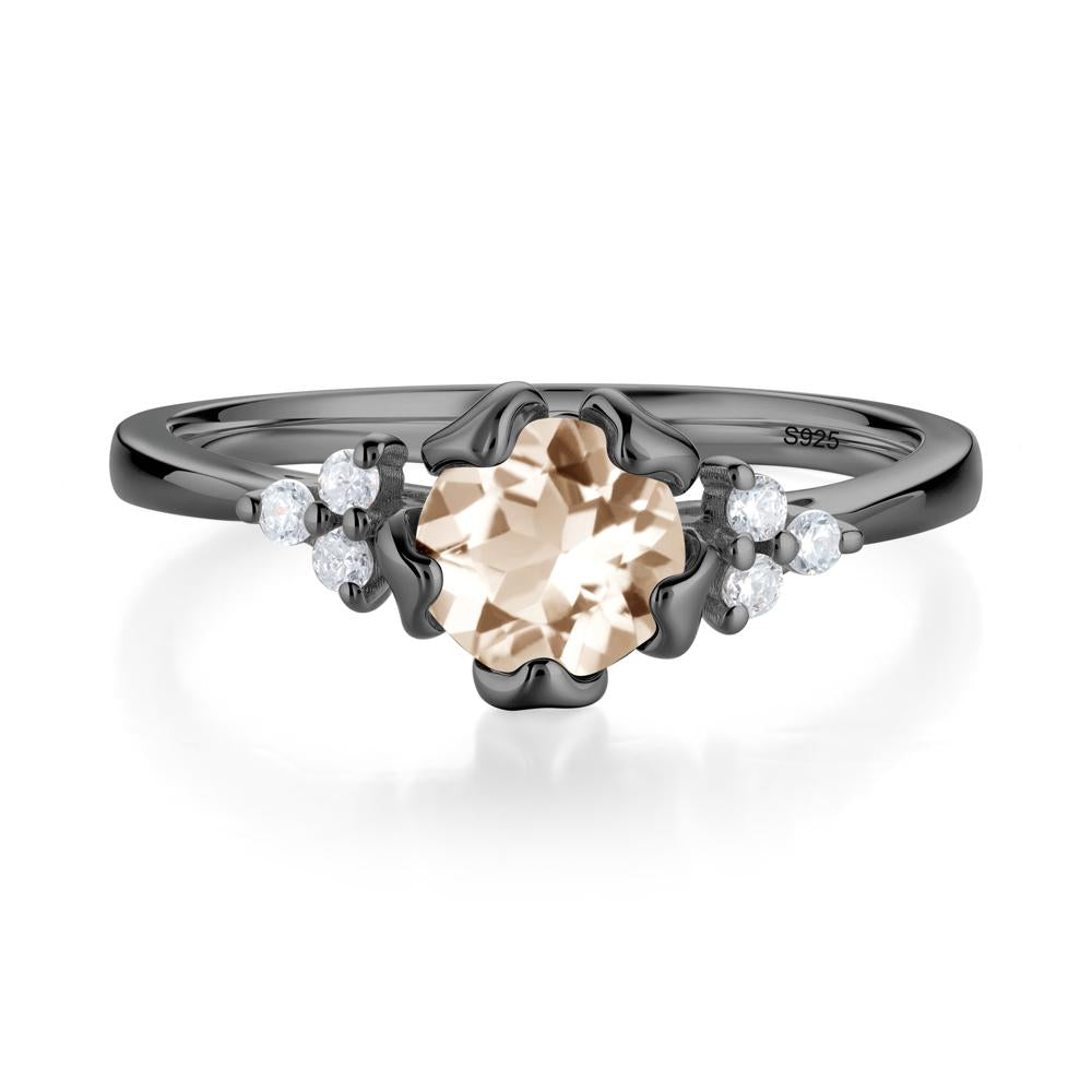 Blooming Morganite Flower Ring - LUO Jewelry #metal_black finish sterling silver