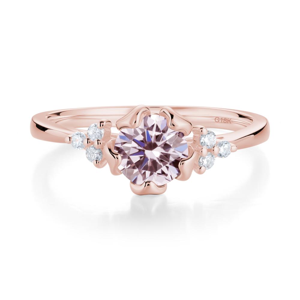 Floral Round Pink Cubic Zirconia Ring - LUO Jewelry #metal_18k rose gold