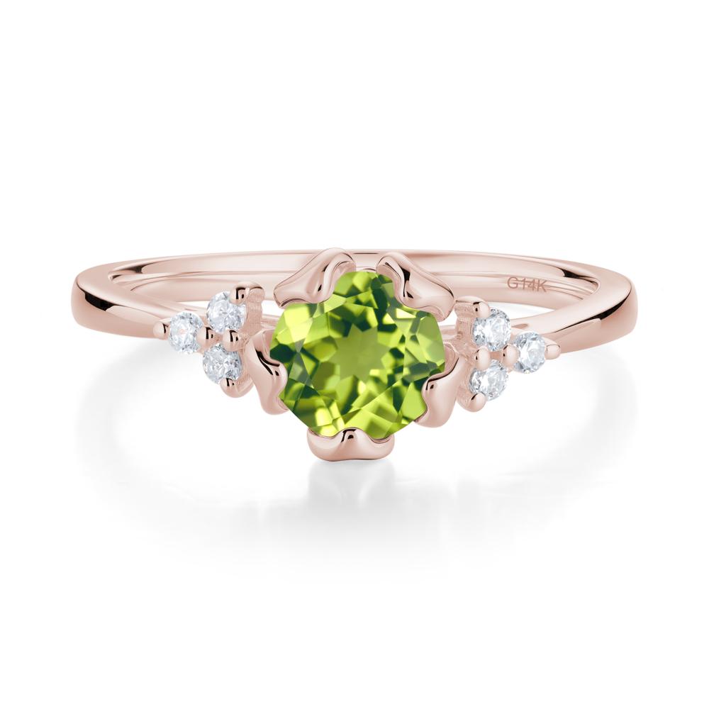 Floral Round Peridot Ring - LUO Jewelry #metal_14k rose gold