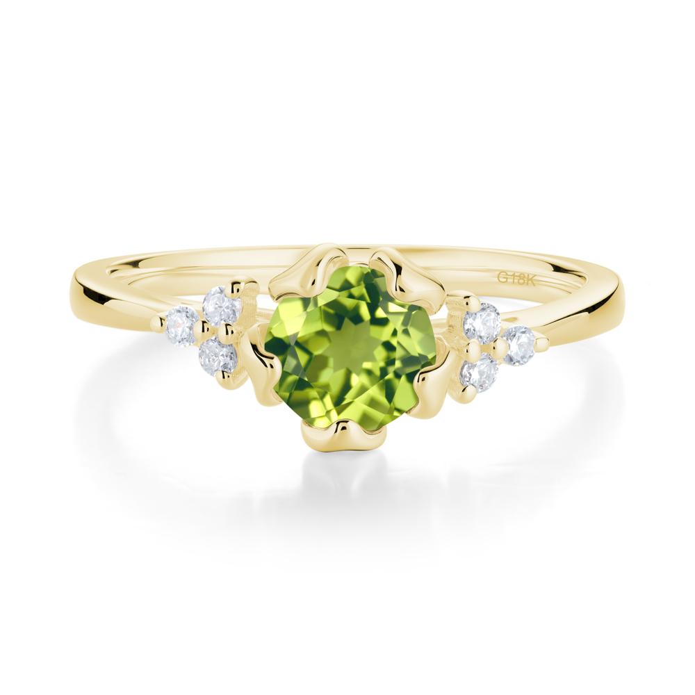 Floral Round Peridot Ring - LUO Jewelry #metal_18k yellow gold