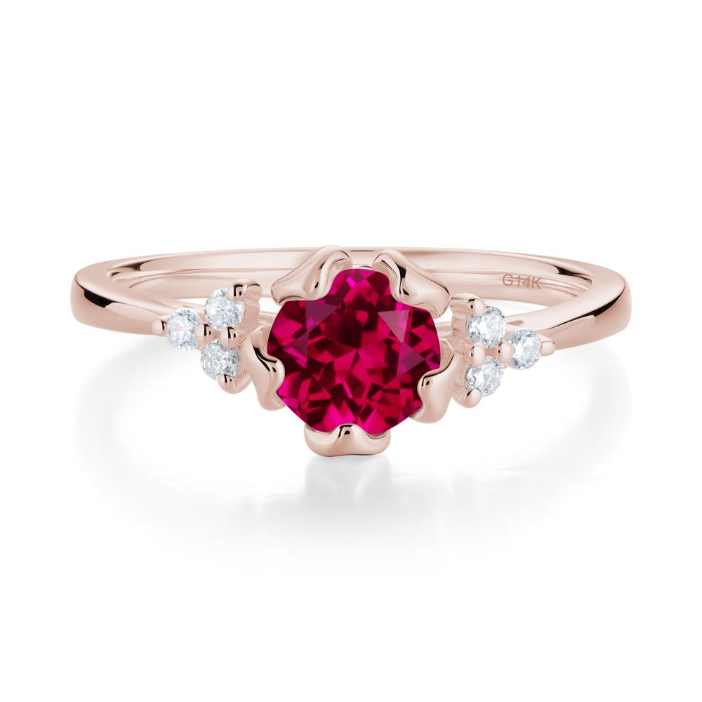 Floral Round Ruby Ring - LUO Jewelry #metal_14k rose gold