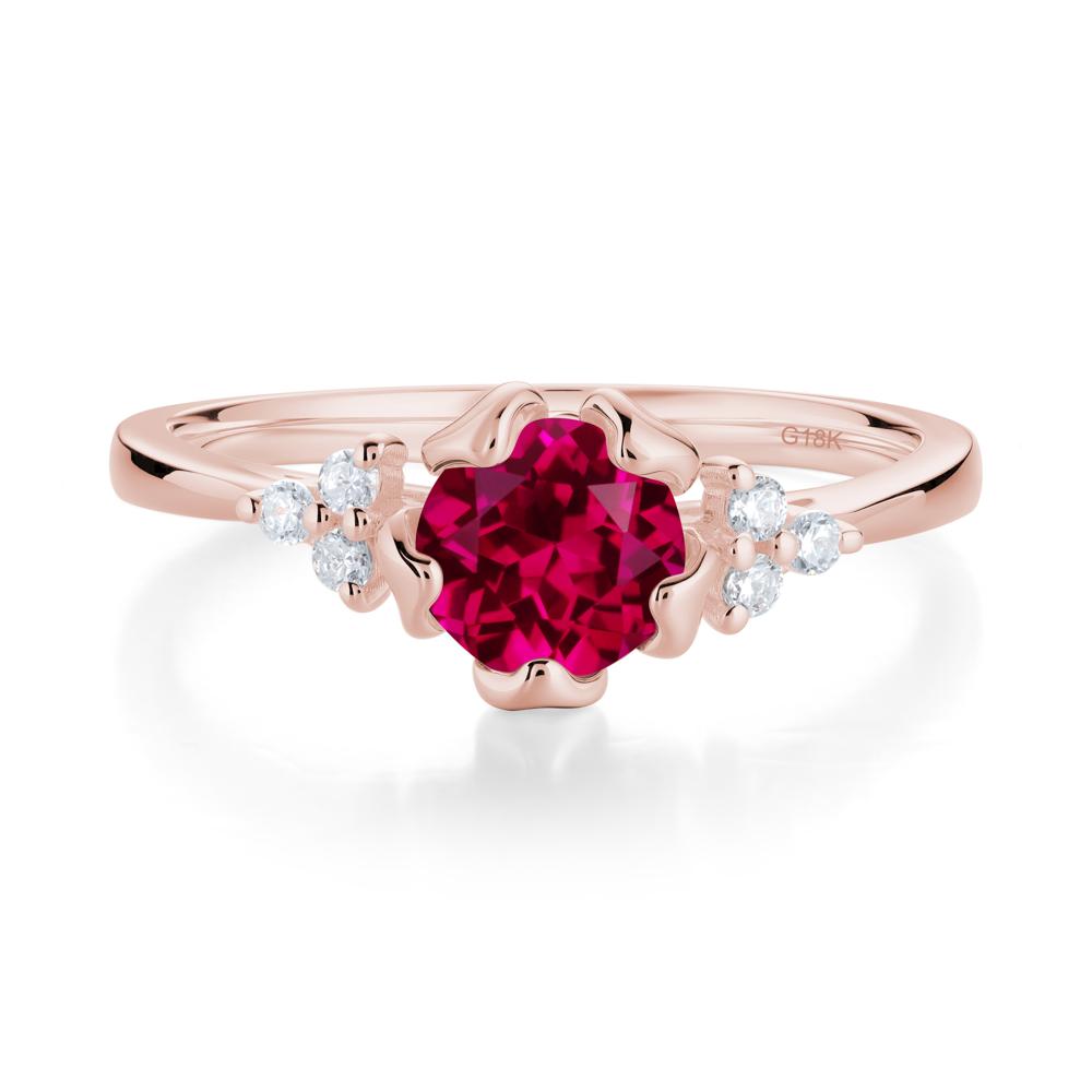 Floral Round Ruby Ring - LUO Jewelry #metal_18k rose gold