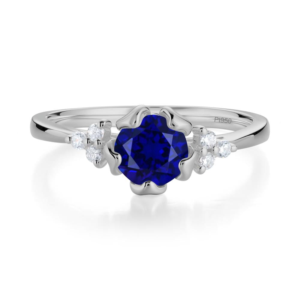 Blooming Sapphire Flower Ring - LUO Jewelry #metal_platinum