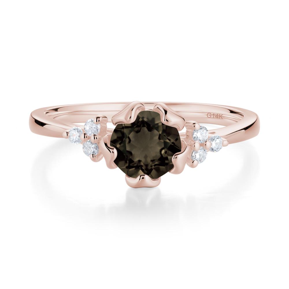 Floral Round Smoky Quartz Ring - LUO Jewelry #metal_14k rose gold