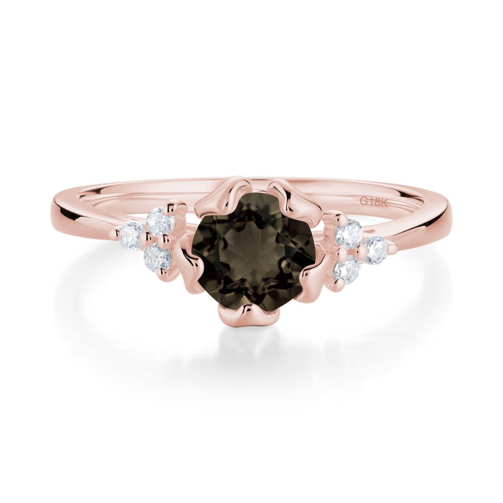 Floral Round Smoky Quartz Ring - LUO Jewelry #metal_18k rose gold