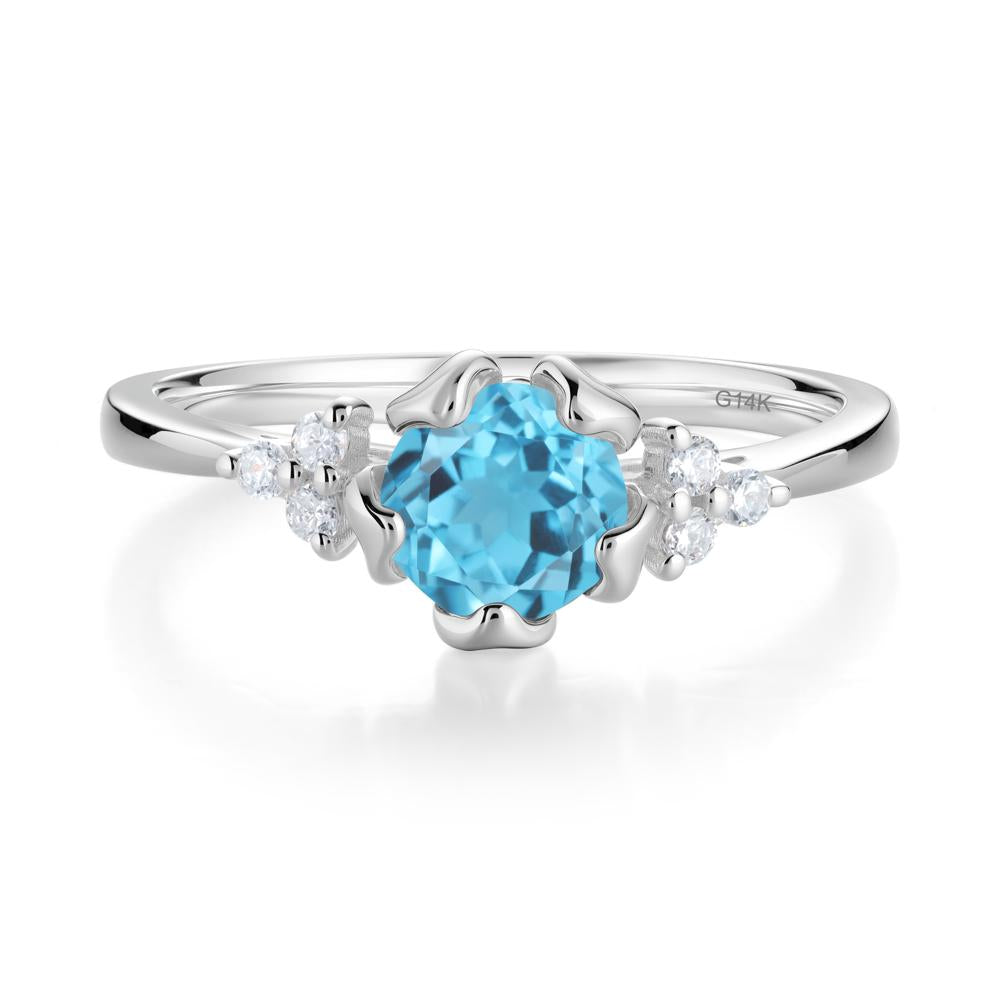 Floral Swiss Blue Topaz Cluster Ring - LUO Jewelry #metal_14k white gold