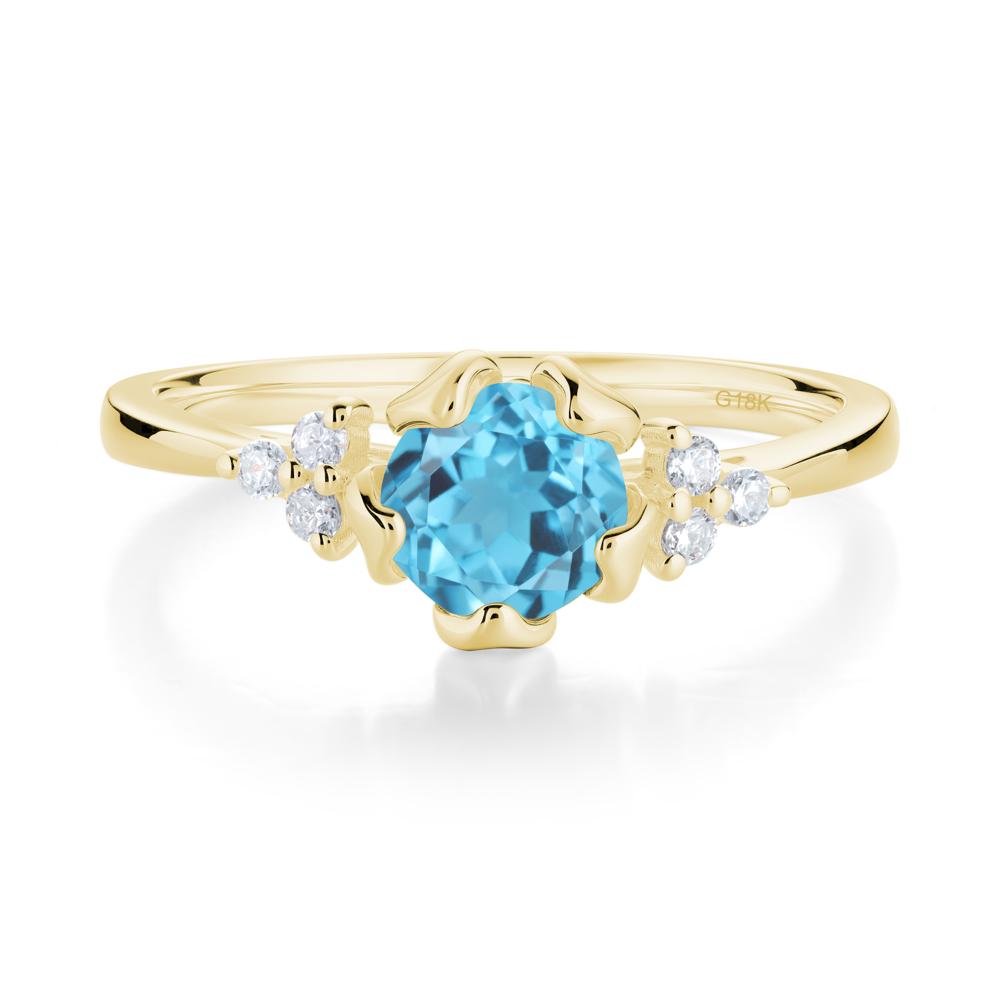 Floral Swiss Blue Topaz Cluster Ring - LUO Jewelry #metal_18k yellow gold