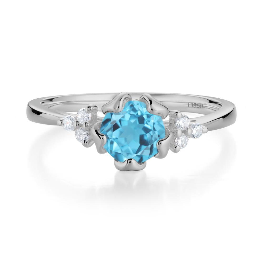 Floral Swiss Blue Topaz Cluster Ring - LUO Jewelry #metal_platinum