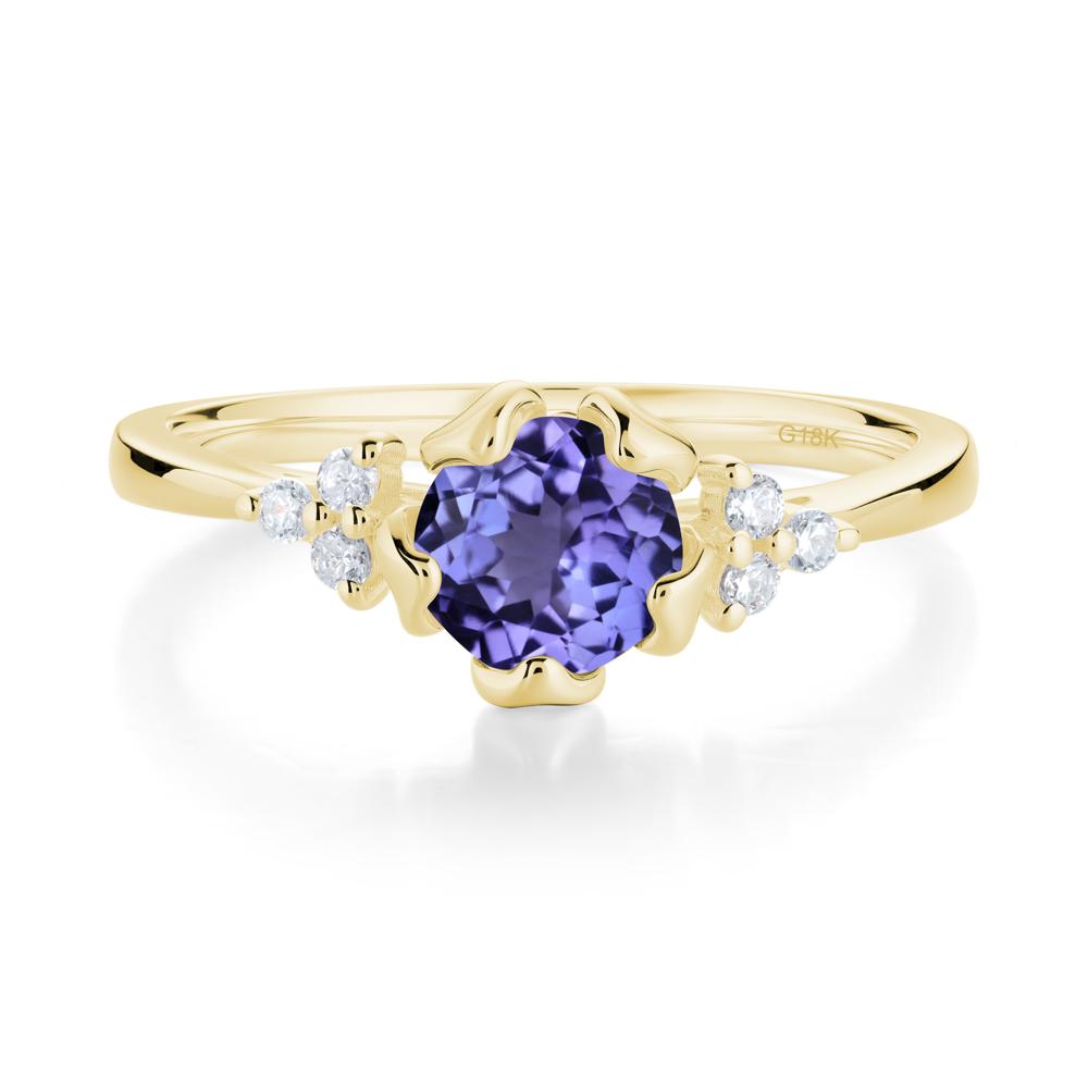 Floral Tanzanite Cluster Ring - LUO Jewelry #metal_18k yellow gold