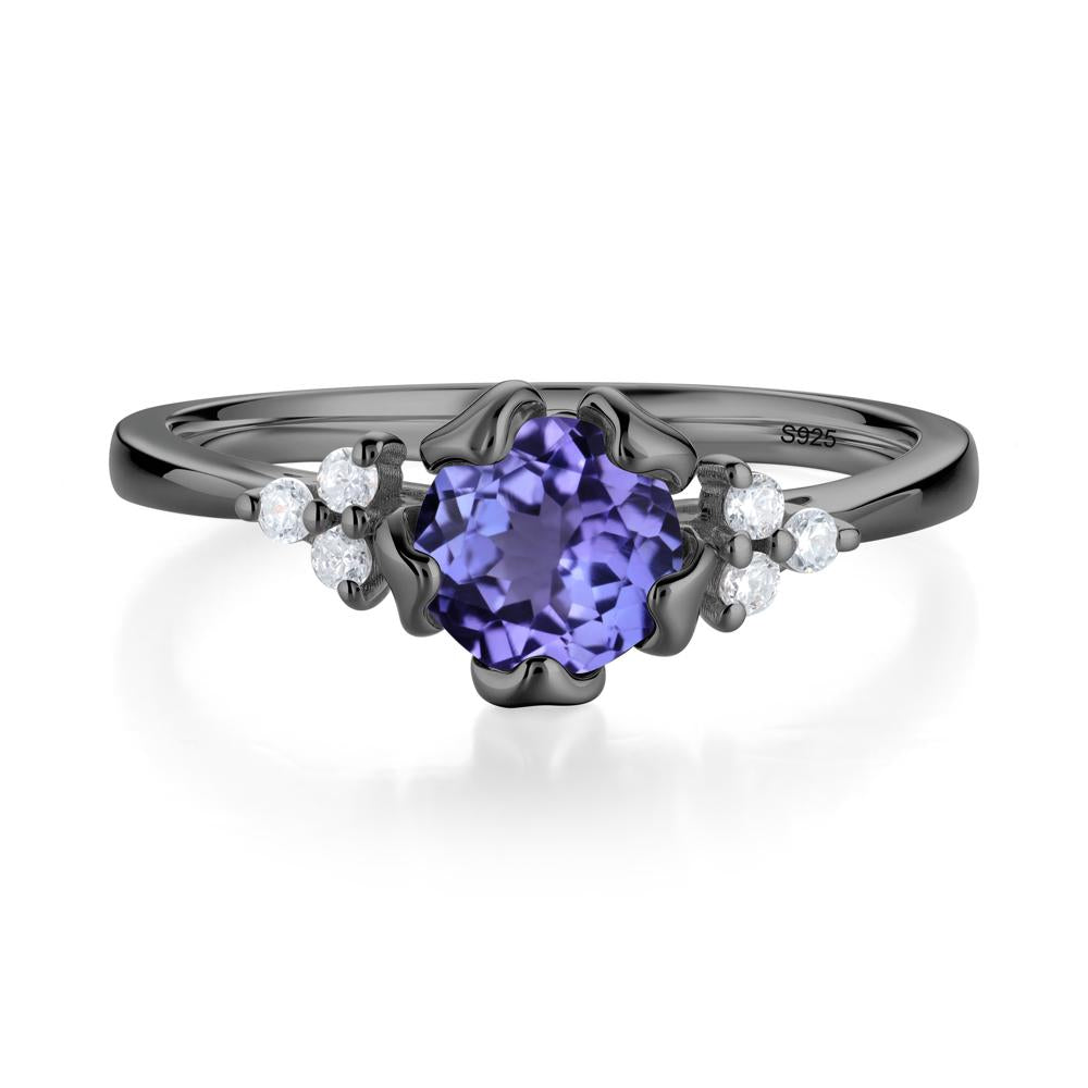 Floral Tanzanite Cluster Ring - LUO Jewelry #metal_black finish sterling silver