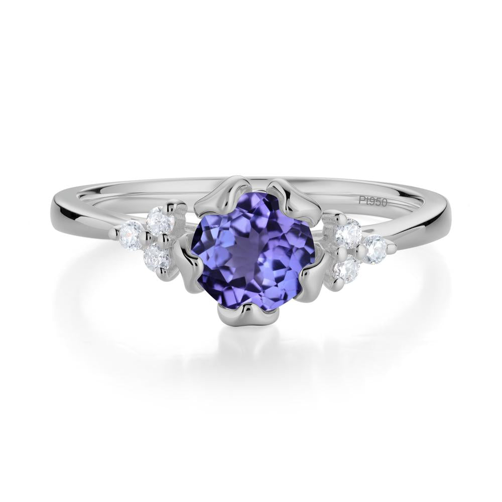 Floral Tanzanite Cluster Ring - LUO Jewelry #metal_platinum