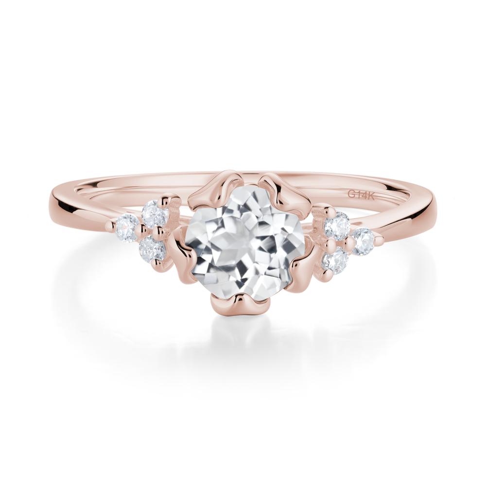 Blooming White Topaz Flower Ring - LUO Jewelry #metal_14k rose gold