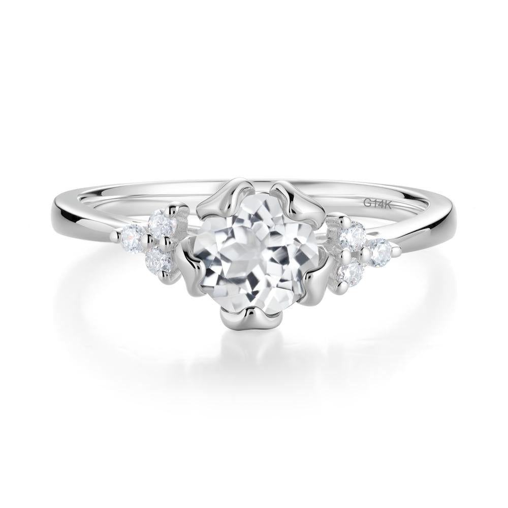 Blooming White Topaz Flower Ring - LUO Jewelry #metal_14k white gold