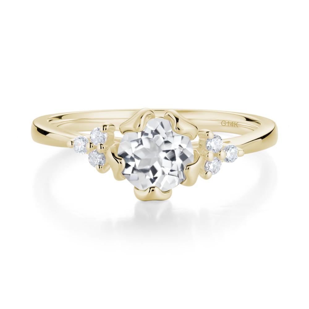 Blooming White Topaz Flower Ring - LUO Jewelry #metal_14k yellow gold