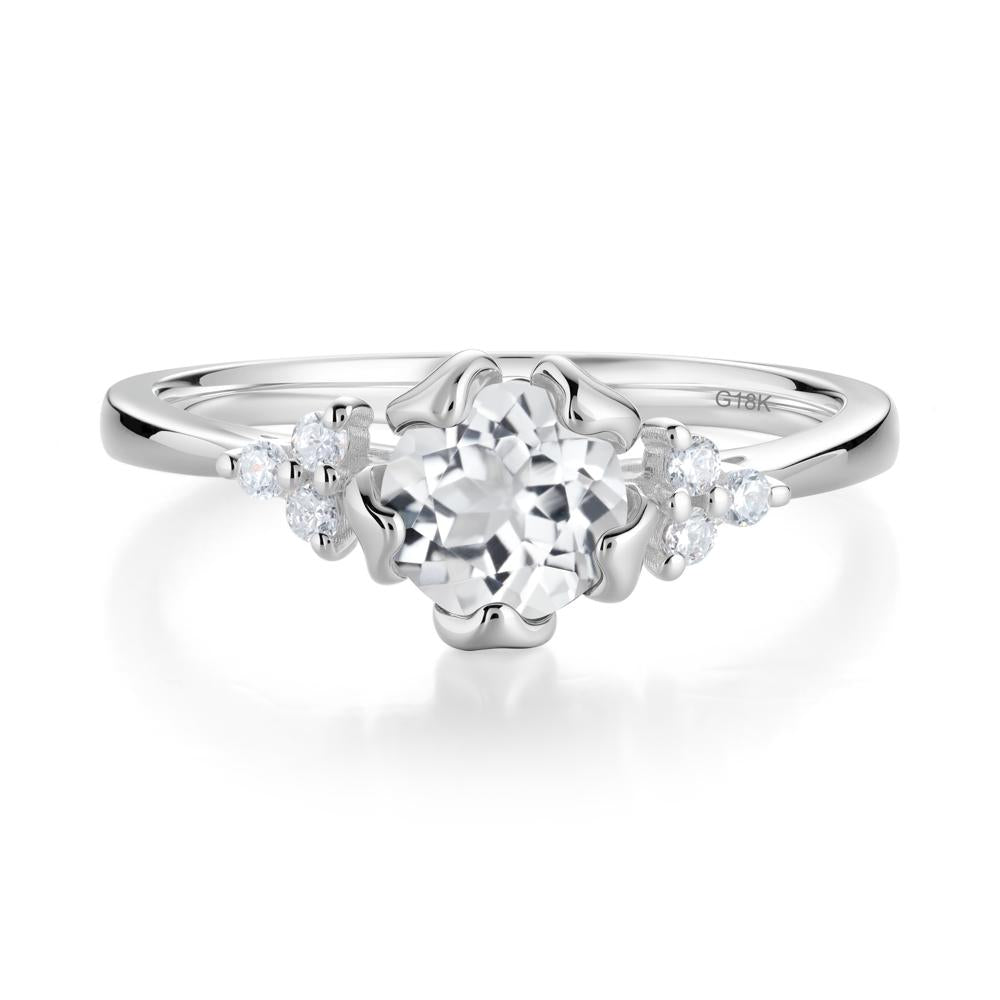 Blooming White Topaz Flower Ring - LUO Jewelry #metal_18k white gold
