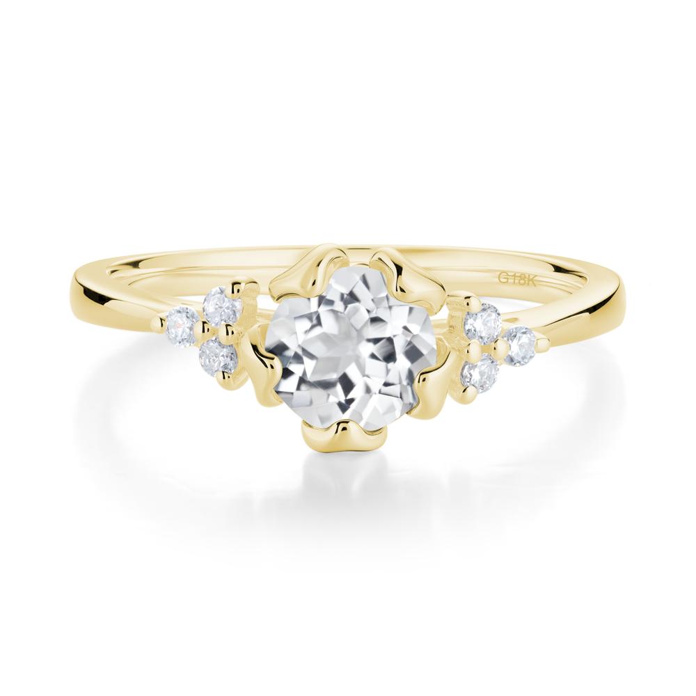 Blooming White Topaz Flower Ring - LUO Jewelry #metal_18k yellow gold