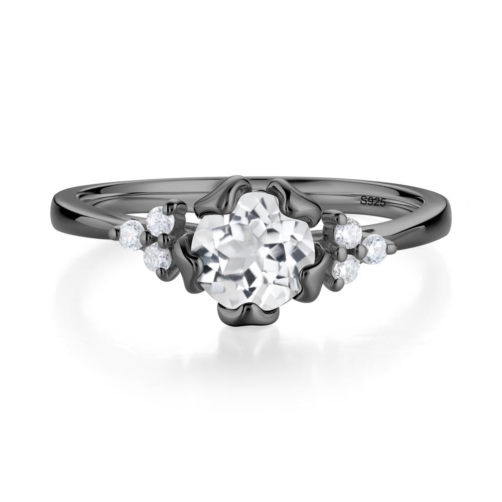 Blooming White Topaz Flower Ring - LUO Jewelry #metal_black finish sterling silver