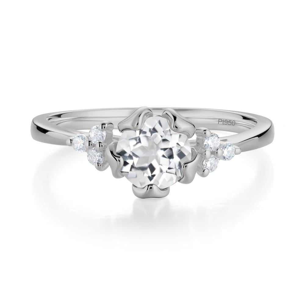Blooming White Topaz Flower Ring - LUO Jewelry #metal_platinum