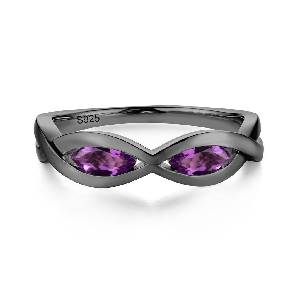 Marquise Cut Infinity Twist Amethyst Ring - LUO Jewelry #gemstone_Amethyst