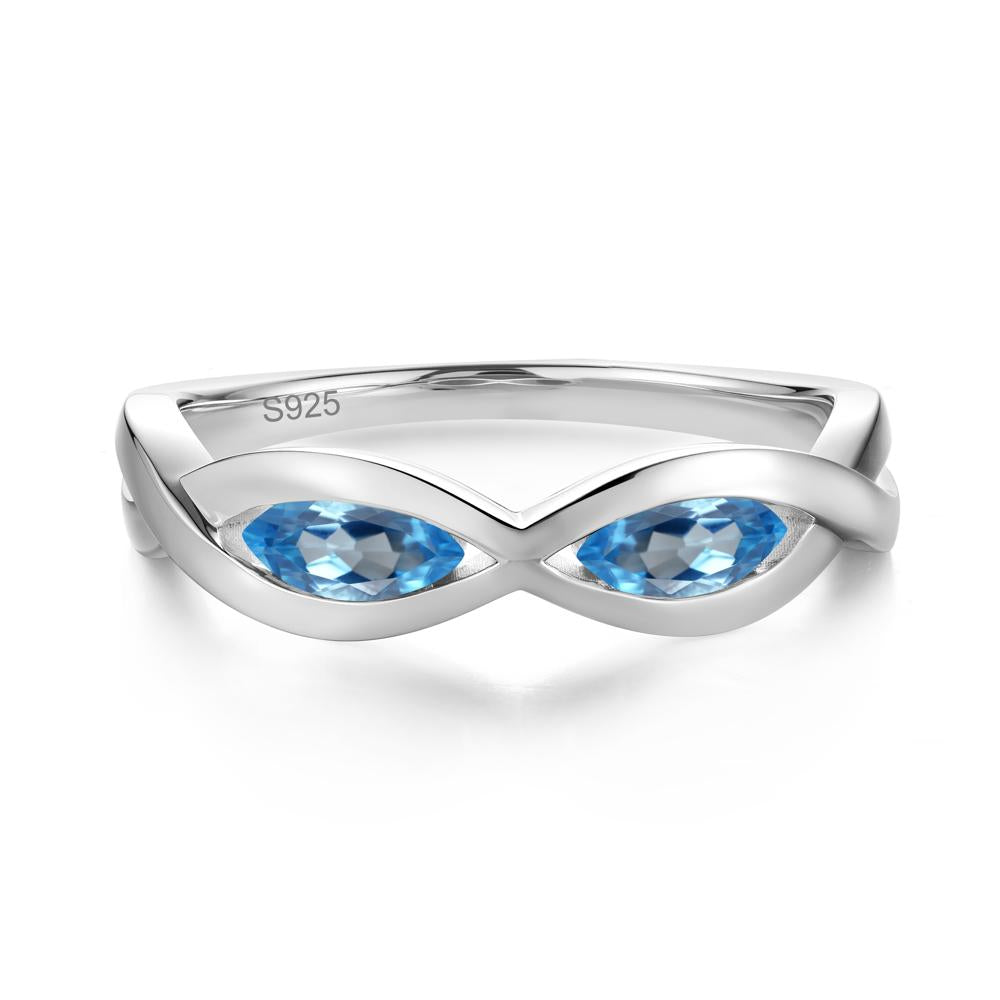 Marquise Cut Infinity Twist Amethyst Ring - LUO Jewelry #gemstone_Swiss Blue Topaz