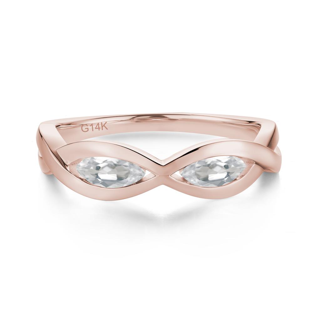 Marquise Cut Infinity Twist Amethyst Ring - LUO Jewelry #gemstone_White Topaz