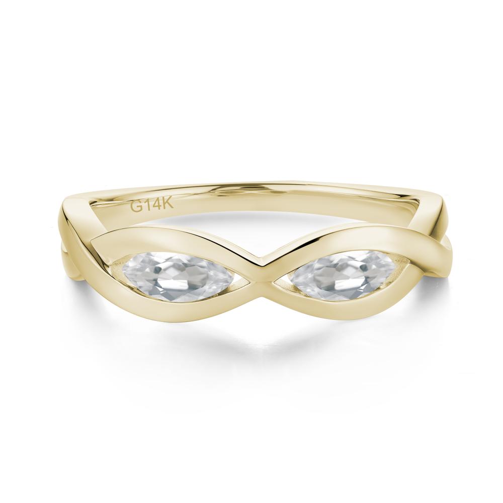 Marquise Cut Infinity Twist Amethyst Ring - LUO Jewelry #gemstone_White Topaz