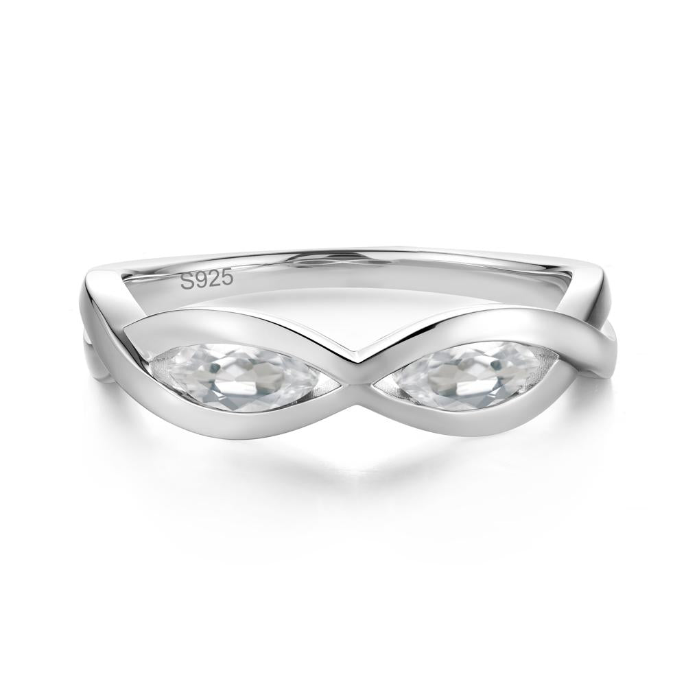 Marquise Cut Infinity Twist Amethyst Ring - LUO Jewelry #gemstone_White Topaz