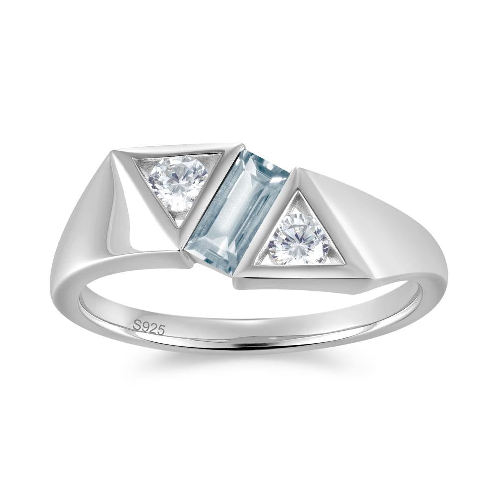 Modern Statement Baguette White Topaz Ring - LUO Jewelry #gemstone_Aquamarine