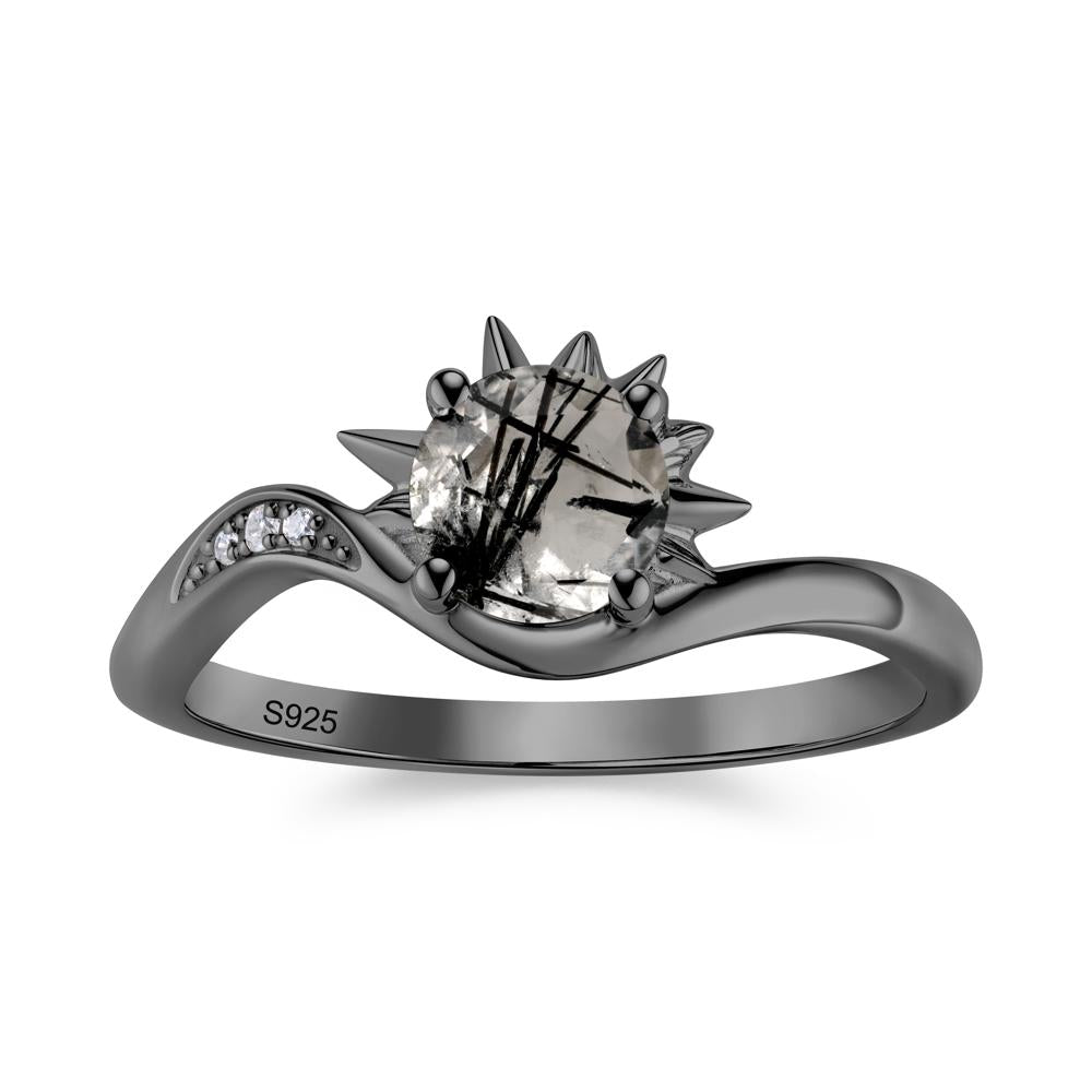 Alexandrite Lucky Sun Moon Promise Ring - LUO Jewelry #gemstone_Black Rutilated Quartz