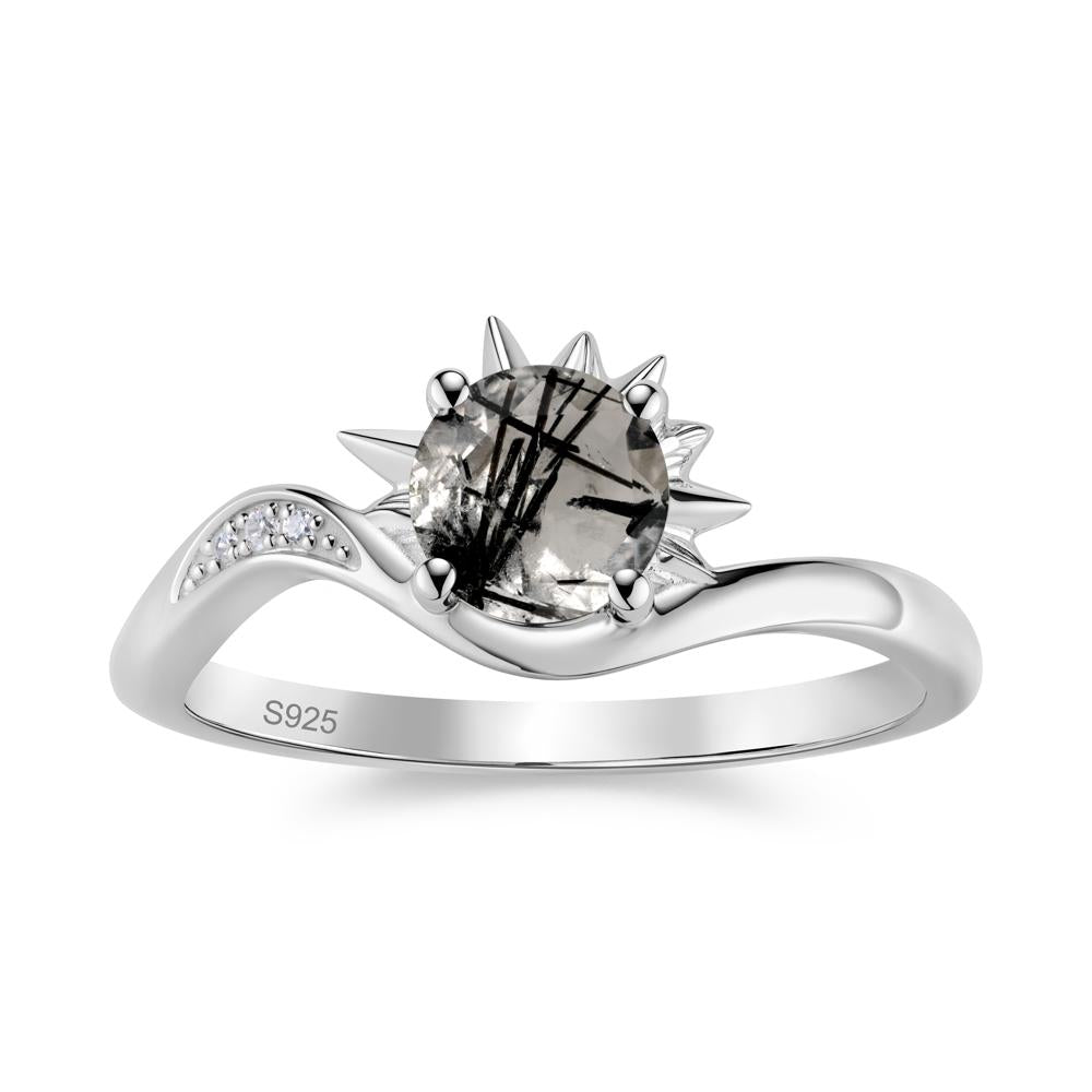 Alexandrite Lucky Sun Moon Promise Ring - LUO Jewelry #gemstone_Black Rutilated Quartz