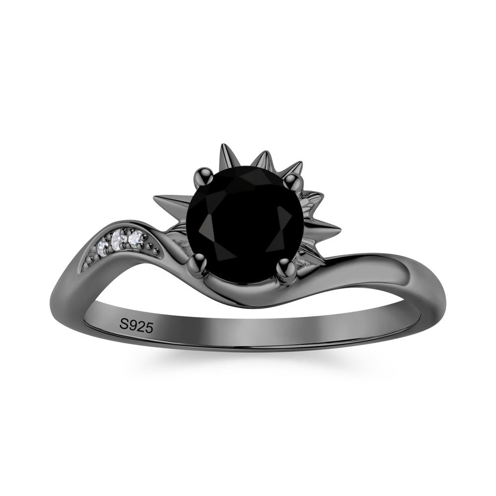 Alexandrite Lucky Sun Moon Promise Ring - LUO Jewelry #gemstone_Black Spinel