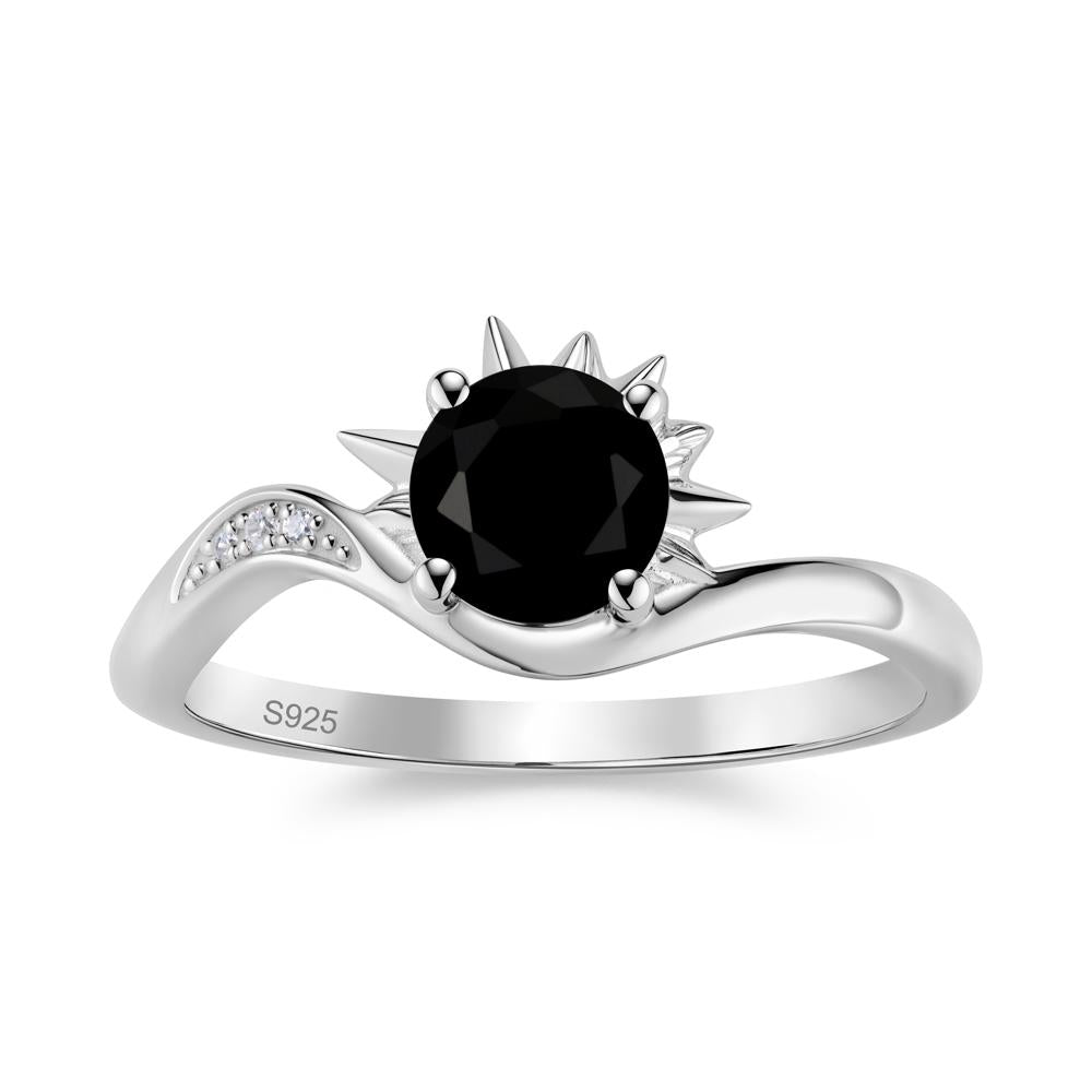 Alexandrite Lucky Sun Moon Promise Ring - LUO Jewelry #gemstone_Black Spinel