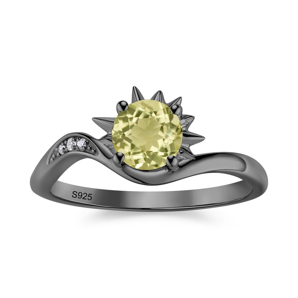 Alexandrite Lucky Sun Moon Promise Ring - LUO Jewelry #gemstone_Lemon Quartz
