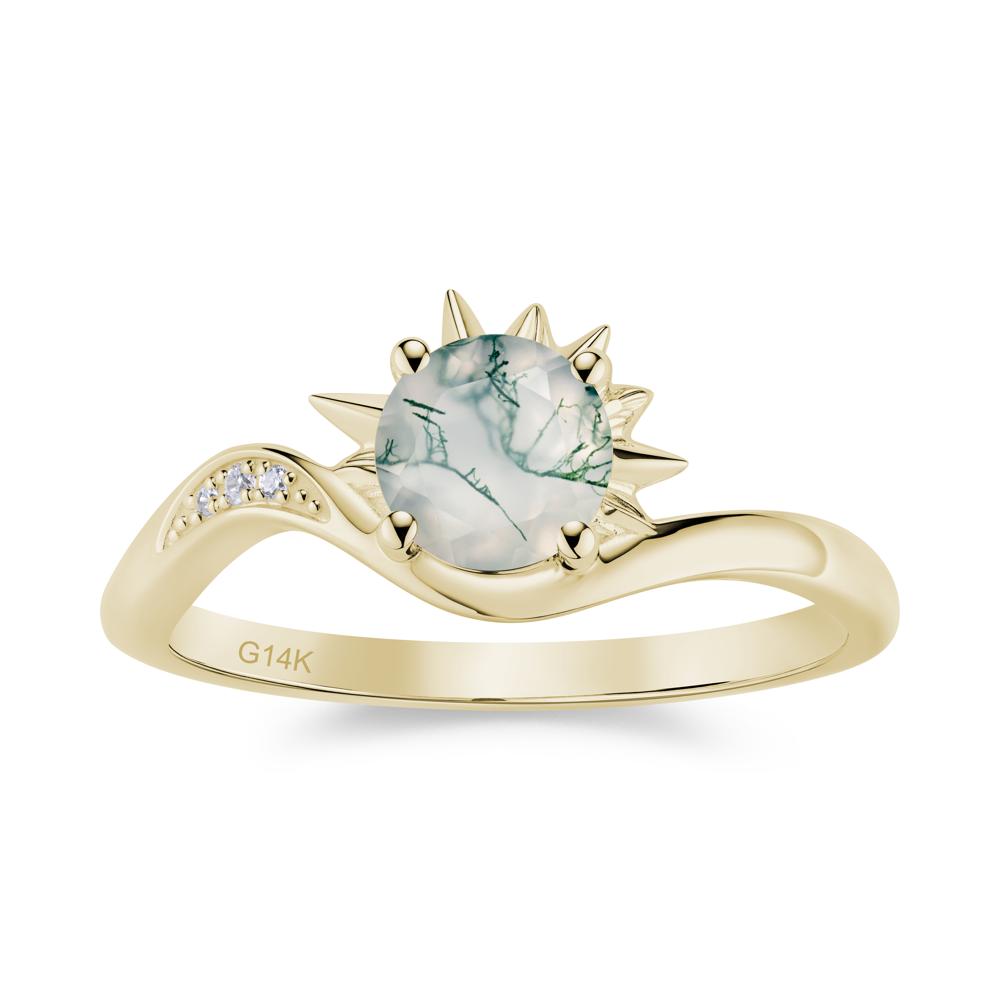 Alexandrite Lucky Sun Moon Promise Ring - LUO Jewelry #gemstone_Moss Agate