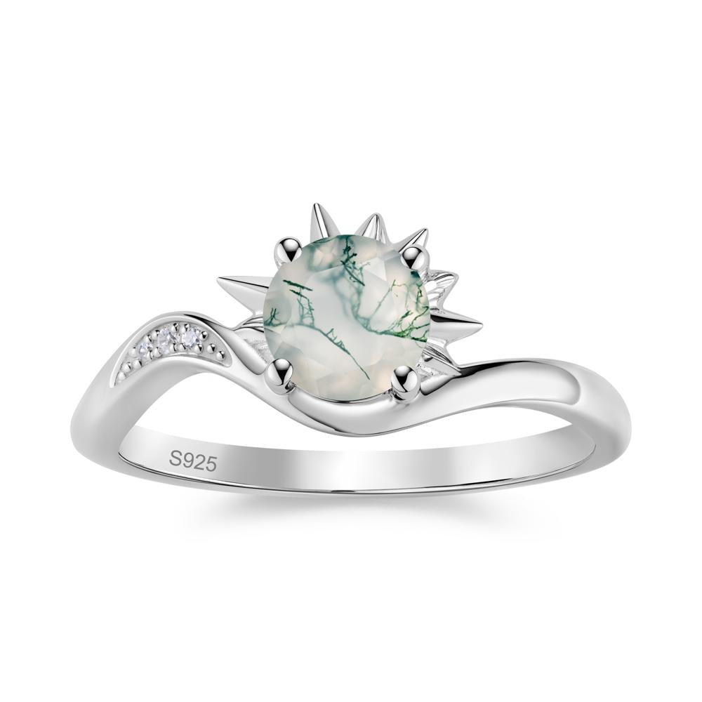 Alexandrite Lucky Sun Moon Promise Ring - LUO Jewelry #gemstone_Moss Agate