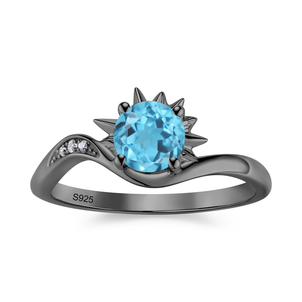 Alexandrite Lucky Sun Moon Promise Ring - LUO Jewelry #gemstone_Swiss Blue Topaz