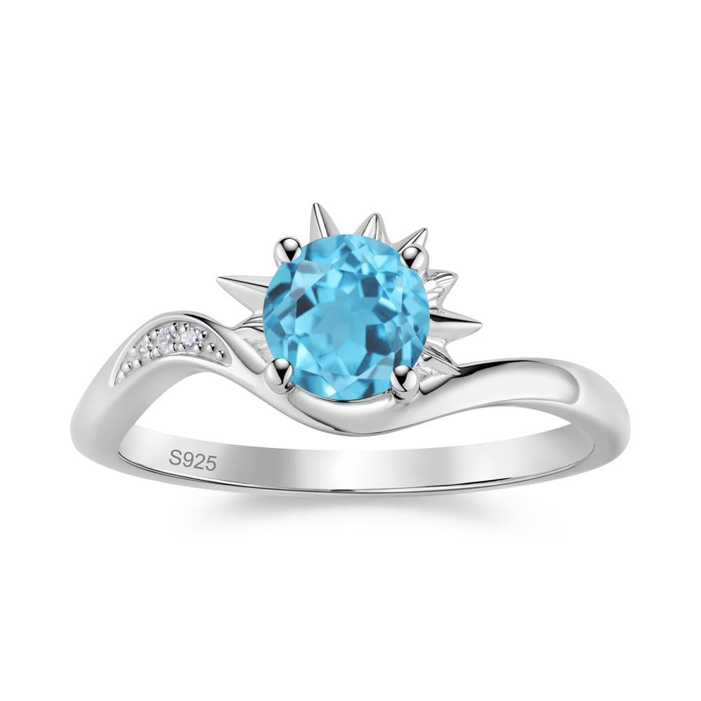 Alexandrite Lucky Sun Moon Promise Ring - LUO Jewelry #gemstone_Swiss Blue Topaz