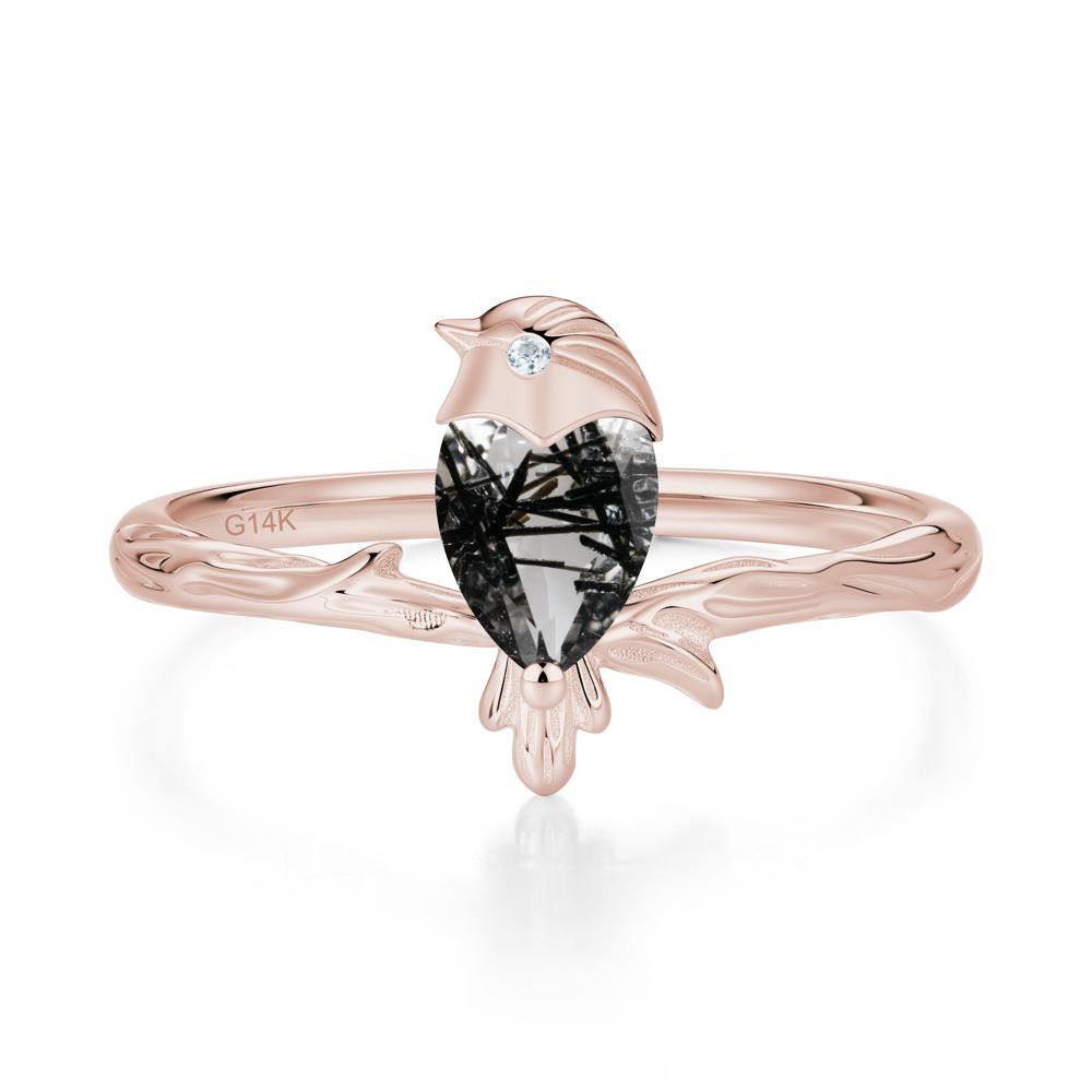 Good Luck Free Spirit Bird Sapphire Ring - LUO Jewelry #gemstone_Black Rutilated Quartz