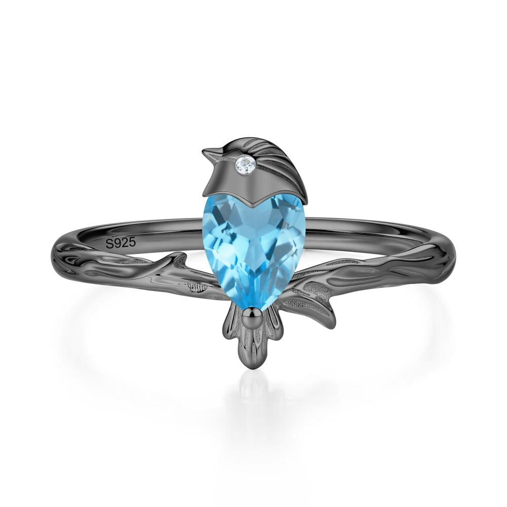 Good Luck Free Spirit Bird Sapphire Ring - LUO Jewelry #gemstone_Swiss Blue Topaz