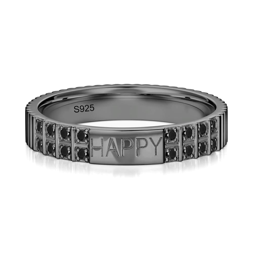 Minimalist Personalized Engraved Garnet Ring - LUO Jewelry #gemstone_Black Spinel