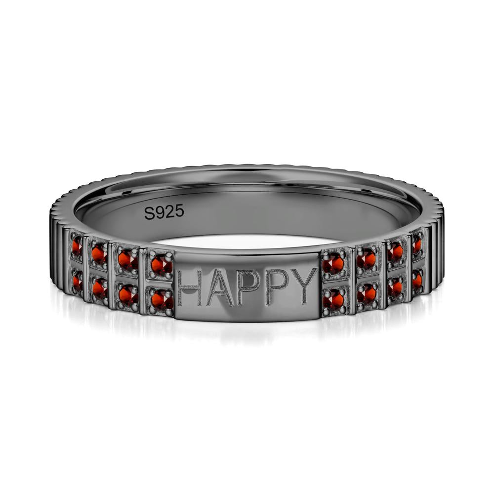 Minimalist Personalized Engraved Garnet Ring - LUO Jewelry #gemstone_Garnet