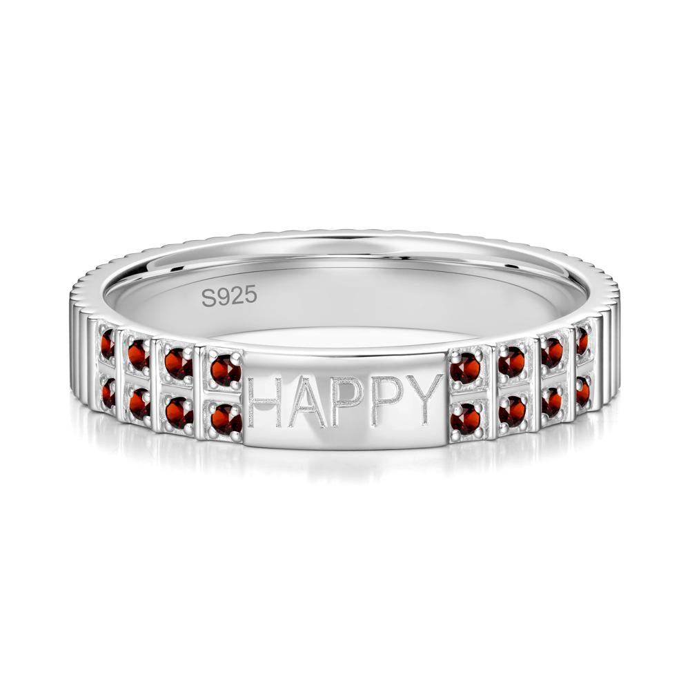 Minimalist Personalized Engraved Garnet Ring - LUO Jewelry #gemstone_Garnet