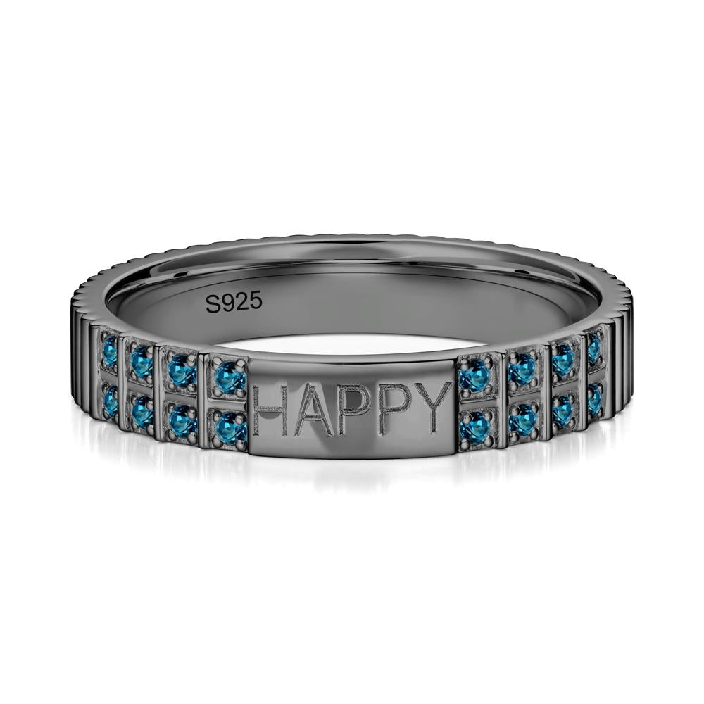 Minimalist Personalized Engraved Garnet Ring - LUO Jewelry #gemstone_London Blue Topaz
