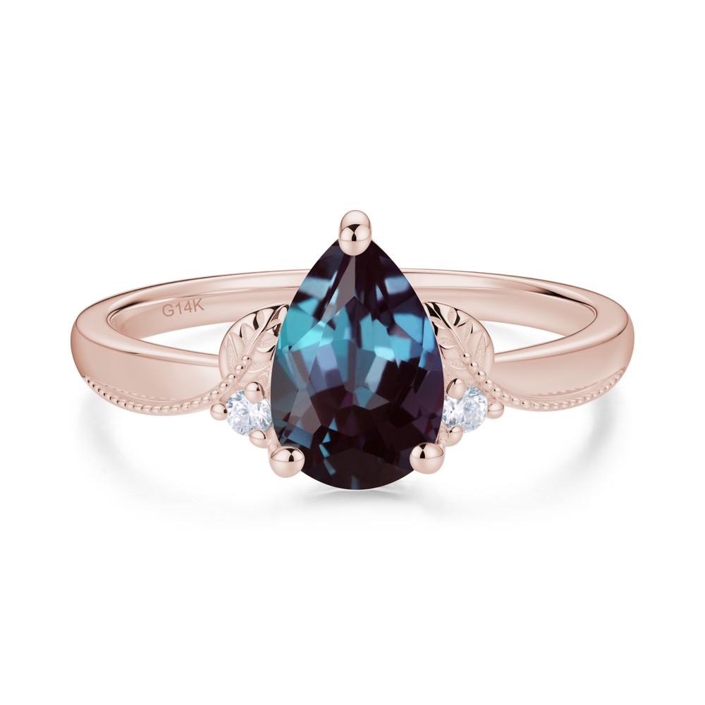 Vintage Pear Cut London Blue Topaz Leaf Ring Set - LUO Jewelry #gemstone_Alexandrite
