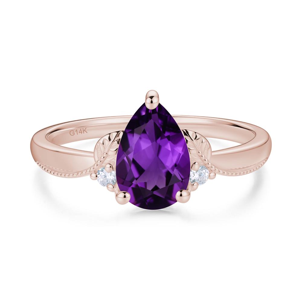 Vintage Pear Cut London Blue Topaz Leaf Ring Set - LUO Jewelry #gemstone_Amethyst